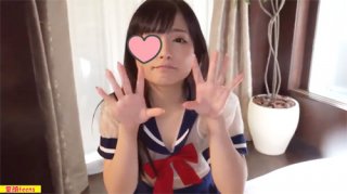 Creampie in a beautiful shaved pussy of a teenage super cute girl dressed in a sailor suit
