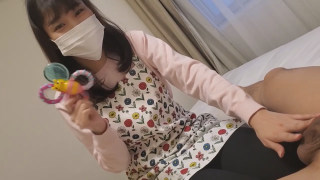 Naked apron Matching with an active nursery teacher Licking the whole body in a baby play and firing